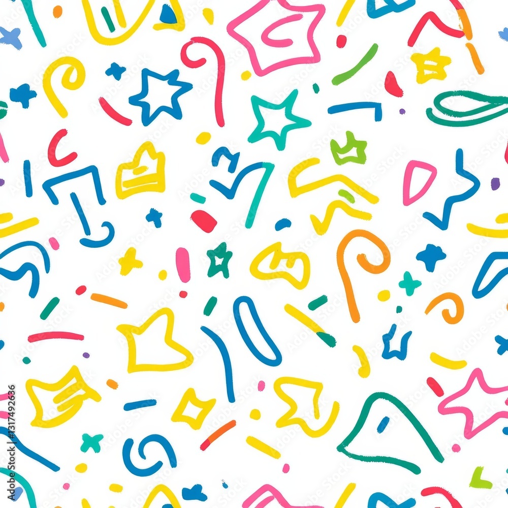 Poster fun colorful abstract line doodle shape seamless pattern
