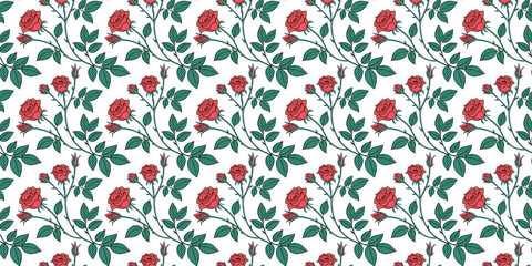 seamless pattern with red rose flowers  Beautiful Floral Pattern Design