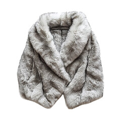 Faux Fur Vest in Light Grey Isolated on Transparent Background