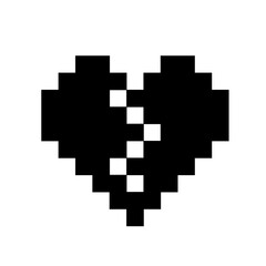 pixelated broken heart icon in 8-bit style