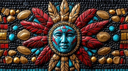 Mosaic Sun Mask, Native American Art