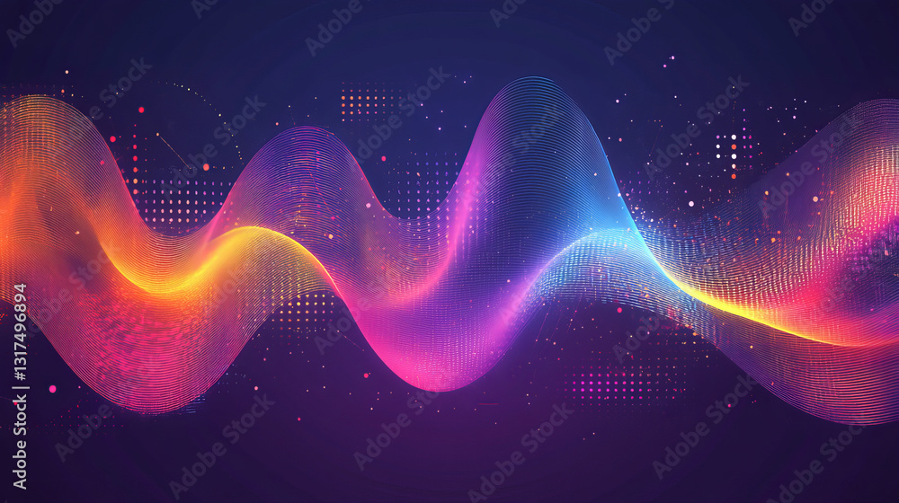 Poster vector digital music equalizer audio waves design template audio signal visualization signal illustr