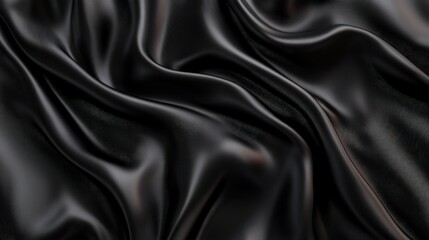 Obraz premium Luxurious Black Silk Drape, Elegant Texture Background, Representing Sophistication and Luxury. Ideal for Fashion Design, Website Banners, and Product Presentations.