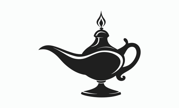 recommend clip art: Aladdin lamp silhouette, printAladdin lamp silhouette black vector, aladdin lamp icon, black Vector illustration 