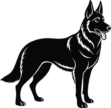 recommend clip art: a German shepherd silhouette illustration on white background.