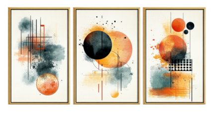 Abstract Art Composition with Colorful Circles and Geometric Shapes