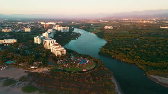 Ameca river with exuberant nature dividing the states of nayarit and jalisco in mexico