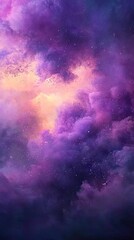 Cosmic cloudscape, vibrant purple, orange glow, stellar dust, fantasy background, ideal for screensavers