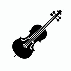 Obraz premium very simple flat and minimalist Violin Bow silhouette in black on a white background