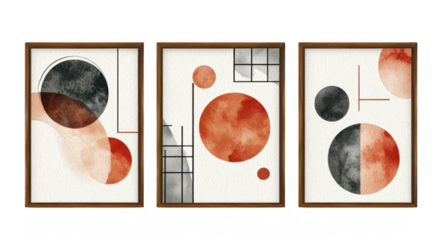 Abstract Geometric Art Prints in Warm Earthy Tones