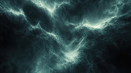 Abstract Teal and Dark Green Fractal Landscape: A Digital Painting of an Imaginary World