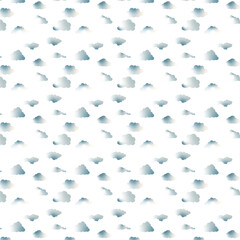 The image showcases a seamless pattern of small, fluffy white clouds with a subtle gradient effect, set against a deep black background. The contrast between the light clouds and the dark backdrop cre