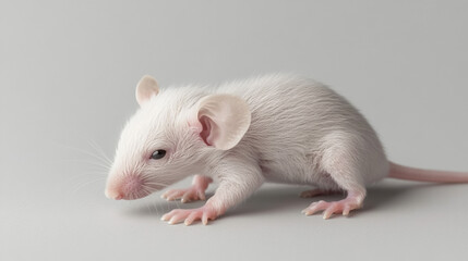 Realistic photo of a transgenic white rat in a laboratory setting highlighting genetic research and experiments