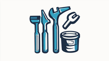 Repair tools adhesive foam icon creative graphic design logo element and service construction work business maintenance equipment vector illustration.