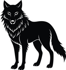 A wolf tree silhouette illustration on white background.