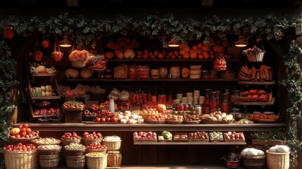 Rustic Market Stall: Fresh Produce & Preserves