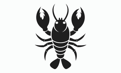 Lobster silhouette, lobster silhouette vector, black and white silhouette, vector and illustration isolated on white background, black silhouette vector 