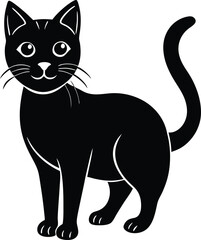 a  cat  silhouette illustration isolated on white background.