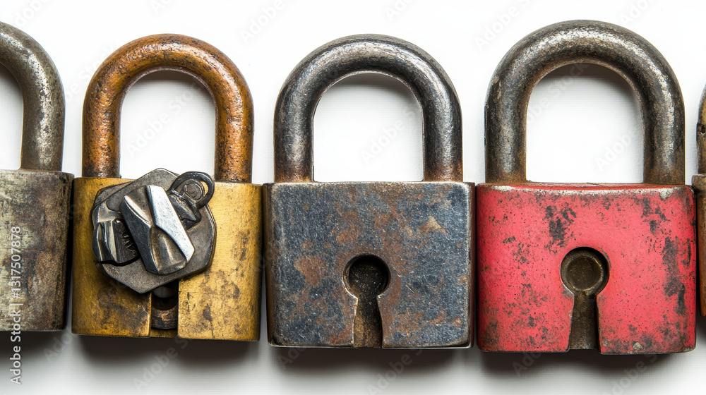 Poster padlock vector lock for safety and security protection with locked secure mechanism locking system i