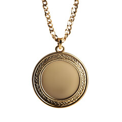 Elegant gold medallion on a delicate chain, perfect for personalizing with meaningful engravings and memories