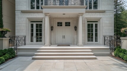Elegant Home Entrance:  Architectural Grandeur and Refined Design