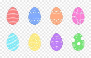 Vector set of Easter eggs png. Painted Easter eggs png.