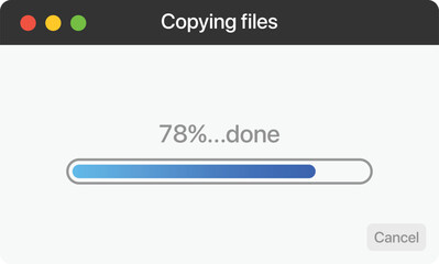 Progress bar, Copying files template. Vector illustration