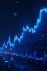 Bullish stock market graph in blue futuristic tech design, stock market, blue