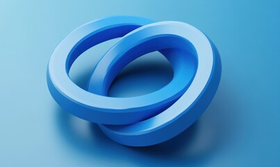 Abstract blue intertwined rings on blue background. (2)