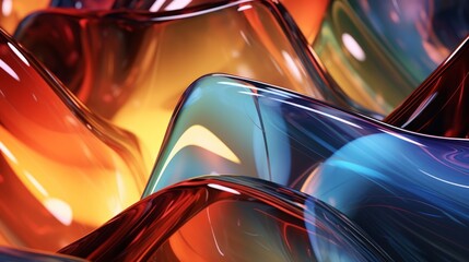 Abstract Artistic Glass Sculpture with Vibrant Colors and Smooth Curves