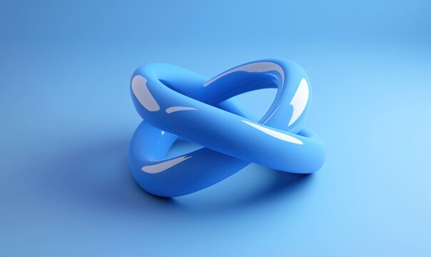 Abstract blue intertwined rings on blue background. (6)