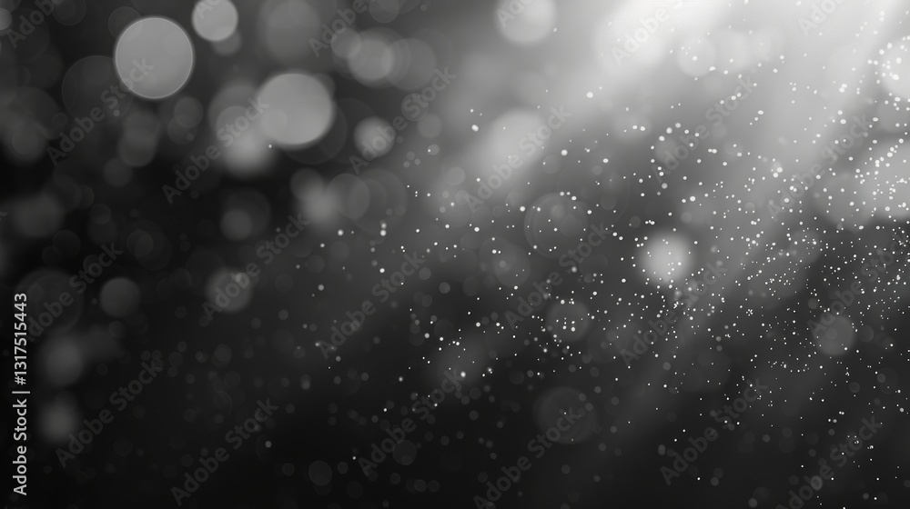 Poster abstract black and white background with bokeh lights and glowing effect