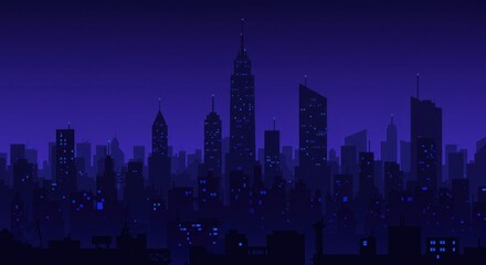 Fototapeta premium Flat Design Night Cityscape