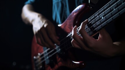 Naklejka premium Passionate Bass Guitarist in Concert