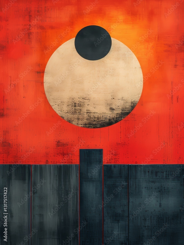 Poster abstract geometric composition with circle and rectangles