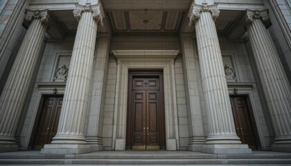 Fototapeta premium Elegant Entrances with Classic Columns and Grand Doors in Architecture