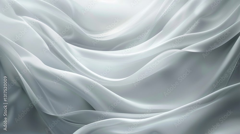 Poster abstract white silk fabric background with smooth draping and soft lighting