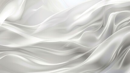 Abstract White Fabric Background with Smooth, Flowing Textures