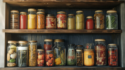 Collection of various tins canned goods food metal and glass container vector illustration.