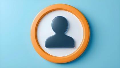 3D stylized user profile icon, light-blue background, 
