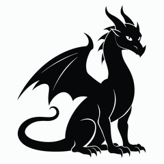 Fototapeta premium The irate dragon sitting in the fantasy drawing myths