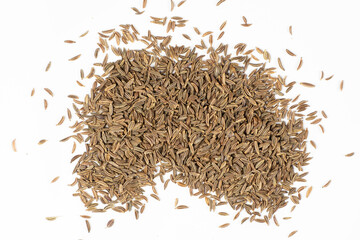 Dried Cumin Seeds Close-Up Culinary Ingredient on White Top View