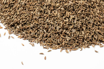 Dried Cumin Seeds Close-Up Culinary Ingredient on White Top View