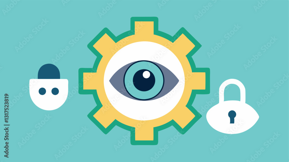 Poster privacy settings gear a gear icon ing settings with elements like a padlock slider and eyes looking 