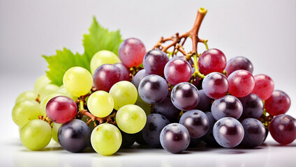 A Bunch of Grapes Isolated on a White Background Indicating Freshness and Culinary Uses