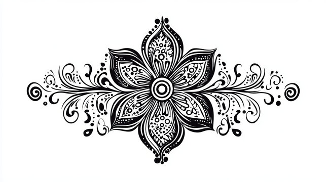 Henna tattoo brown mehndi flower doodle ornamental decorative indian design pattern paisley arabesque mhendi embellishment vector.