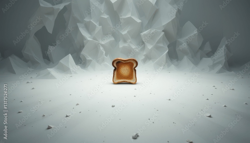 Poster single slice of bread on abstract background with textured surface