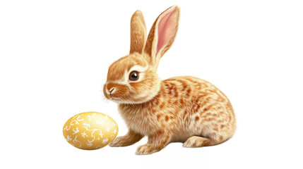 Fototapeta premium Easter bunny with Easter egg isolated on a transparent background