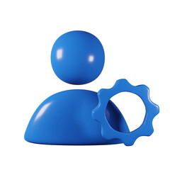 Blue User with Gear - 3D Business and Settings Icon