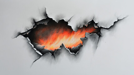 Obraz premium Burnt piece burned faded paper hole realistic fire flame isolated page sheet torn ash vector illustration